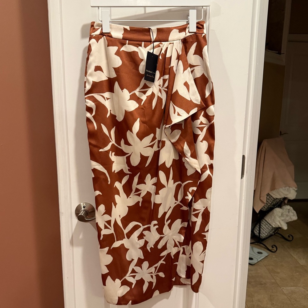River Island Small Brown Sarong Style Floral Skirt